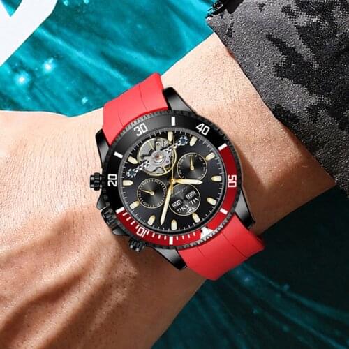 Multi-function Display Tourbillion Black Case Watches Mechanical Steampunk Mens Skeleton Clock Creative Mechanical Watch 2021