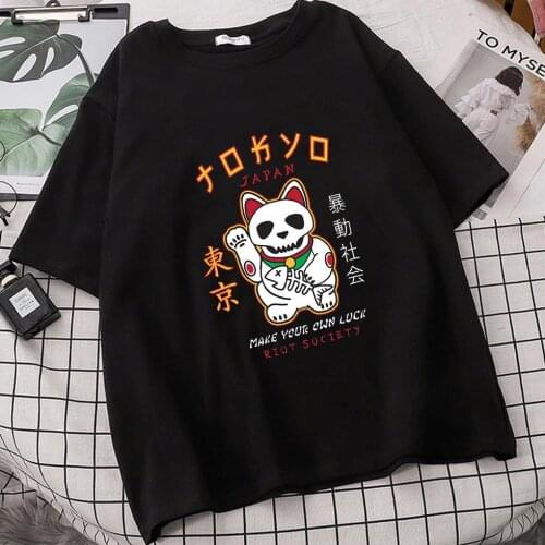Unlucky Neo Tokyo Maneki Neko Cat AKIRA Funny Anime Tshirt Men New White Casual Short Sleeve Tee Cute Roupas Femininas T Shirt