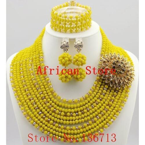 Newest african beads jewelry set nigerian wedding african beads 7 color indian multi layer necklace / Earrings women SY103-6