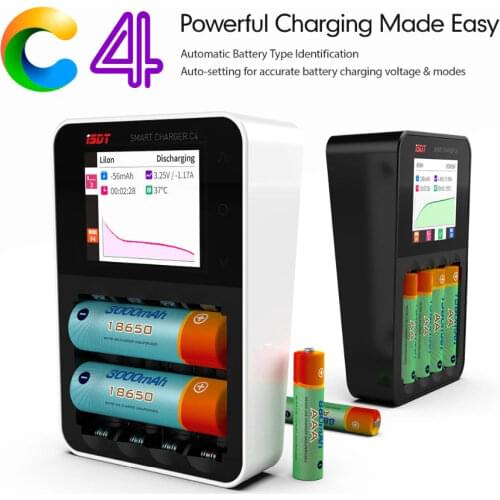 Original ISDT C4 /C4 EVO 8A Touch Screen Smart Battery Charger Screen With USB Output For 18650 26650 AA AAA Battery For RC Mode