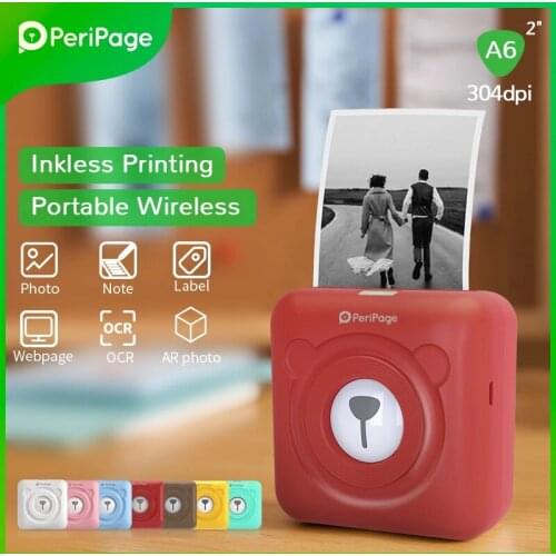 Peripage A6 Red Color 58mm Portable Label Printer Wireless Bluetooth can print photo with paper rolls