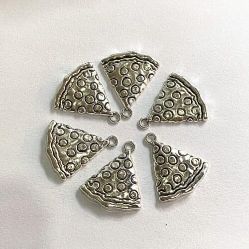 10pcs Charms Food Pizza Cate 25x22mm Tibetan Silver Color Pendants Antique Jewelry Making DIY Handmade Craft