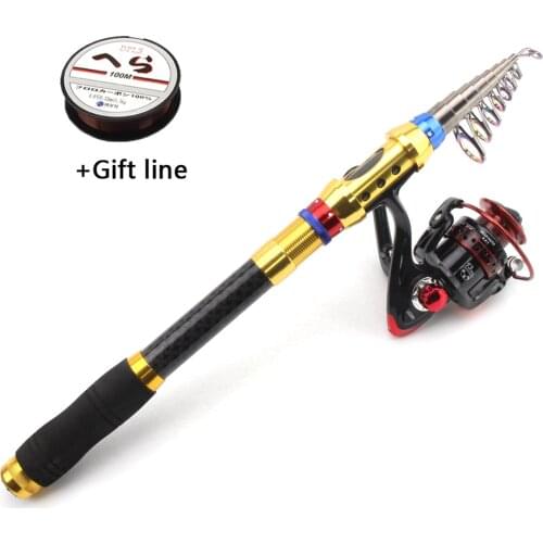 2.7m3.0m3.6m Fishing Rod Combos Portable Telescopic Spinning Fishing Pole Reel set for sea Rocky Travel Beginner fishing pesca
