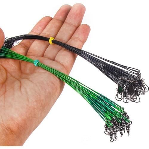 20PCS Anti Bite Steel Fishing Line Leader Swivel Accessory Lead Core Leash Fishing Wire 15CM 20Cm 25Cm 30CM