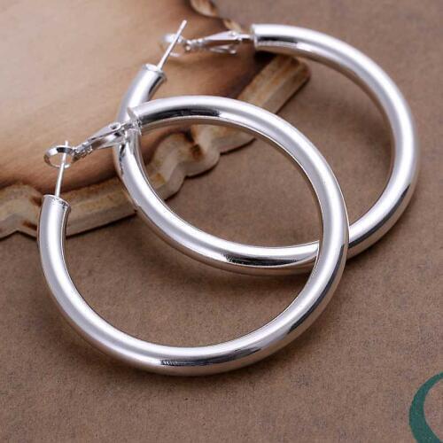 Simple Fashion Style Silver plated 5mm Hollow Earrings Jewellery mens,Wholesale&New fashion, SMTE149