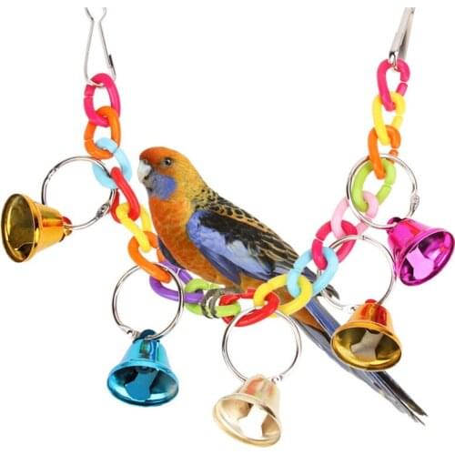 32cm Parrot Swing Rack With Bells Funny Pet Toys Birds Cage House Hanging Hammock Swing Stand Bird Nibbled Toy Training Supplies
