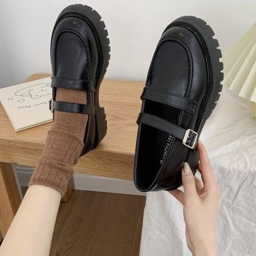 College Student Mary Jane lolita shoes Harajuku Round Toe Chunky Heel Vintage Shoes Women Slip on High Heel Women Pumps