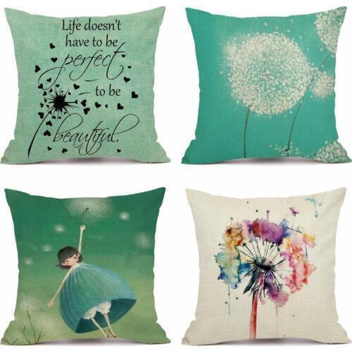 XUNYU Cartoon Dandelion Cushion Cover Linen Throw Pillow Cover Car Home Decorative Pillowcase KQ012