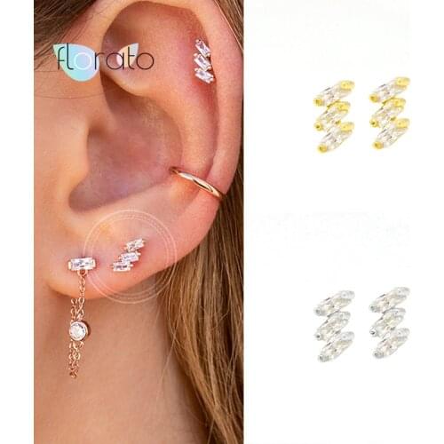 925 Sterling Silver Ear Needle Stud Earrings for Women Korean Version Simple Crystal Earrings Fashion Exquisite Jewelry Gift