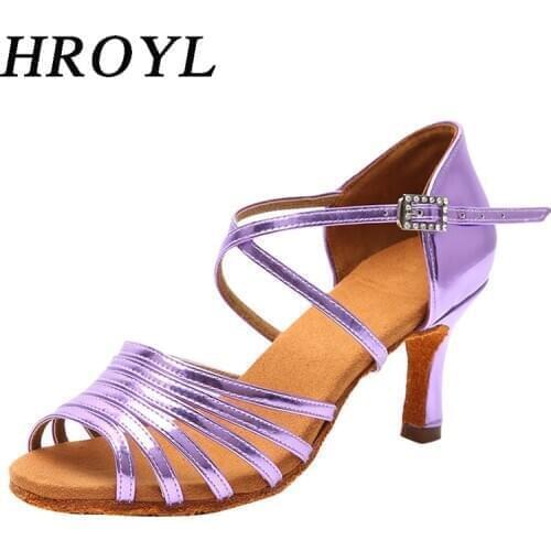 Women Rhinestone Ballroom Dance Shoes Latin Salsa Performance Dance Shoes Purple Female Black Red Brown Dancing Shoes