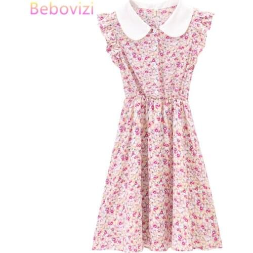 XS-XL Za 2020 Fashion Korean Sweet Preppy Style Girls Dresses Short Sleeve Student Baby Collar Summer Woman Midi Dress