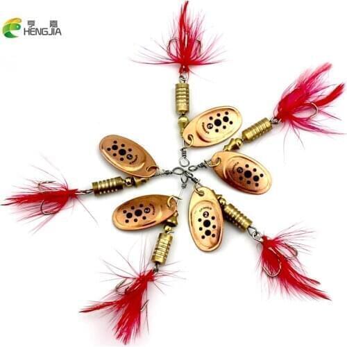 10pcs Fishing Lure Metal Spinner Bait Blade 5.3g Spinnerbait Bass Bait Fishing Gear Isca Artificial Copper Spoon Fishing Tackle