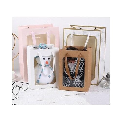 10pc Portable Flower Handbags Transparent Bouquet Gift Bag Box Wedding Birthday Festival Candy Paper Packaging Boxes Flower Bags