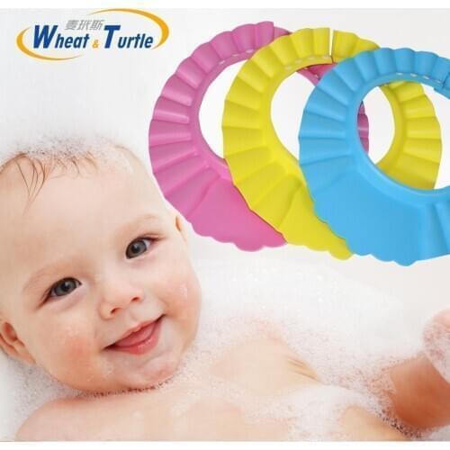 2020 Hot Sale Baby Bath Cap Visor Hat Adjustable Baby Shower Protect Eye Waterproof Shampoo Splashguard Hair Wash Shield for Inf