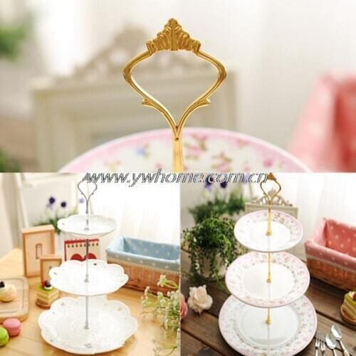 3 or 2 Tier Cake Plate Stand Handle Crown Fitting Rod Wedding Party Free Shipping