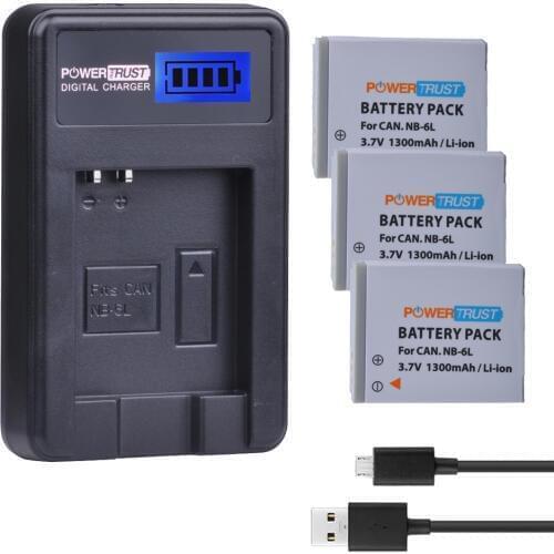 3pack NB-6L NB-6LH NB 6L NB6L Battery + LCD USB Charger for Canon IXUS 85 95 IS SX275 SX280 SX510 PowerShot D10 S90 SD1200 200