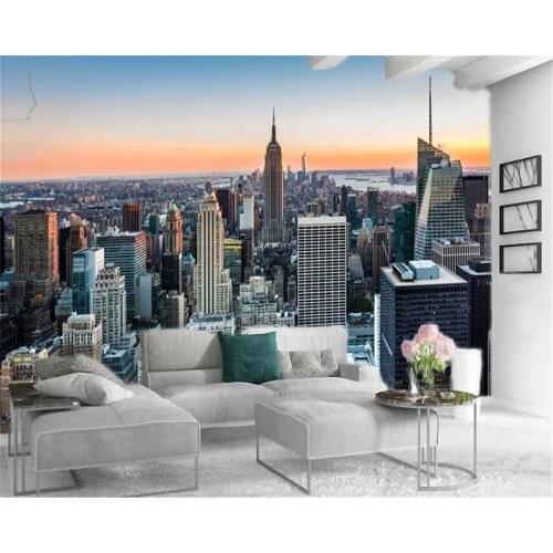 3d Bedroom Wallpaper Tall Buildings In Beautiful city Digital Printing HD Decorative Silk Mural Wallpaper