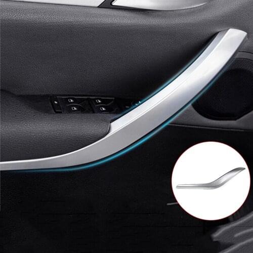 4 PCS/Set Silver Car Inner Armrest Cover Trim for BMW X1 E84 2010-2016 ABS+PC 51412991775 / 51412991776