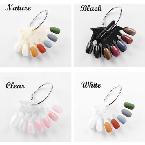 50pcs Nail Polish Color Practice Display Card Crown Fake Full Cover Nail Tips Acrylic Practice Chart Palette Nail Tips Display