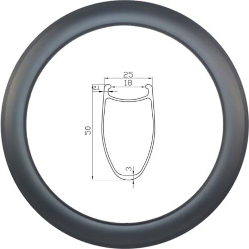 700C 50C Road Bike V-Brake Clincher Hook Carbon Rim 50mm Depth 18mm Inner Width Bicycle Wheel UD 3K 12K Matte Glossy