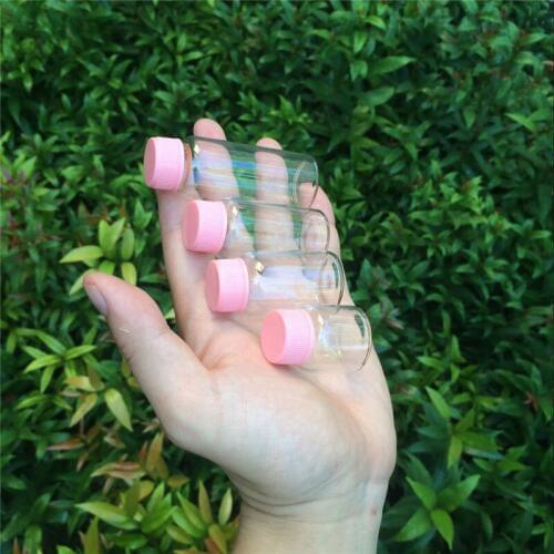 8ml 15ml 20ml 25ml Glass Bottles With Plastic Cap Pink Screw Storage Glass Vials Plastic Jars Bottles 50pcs