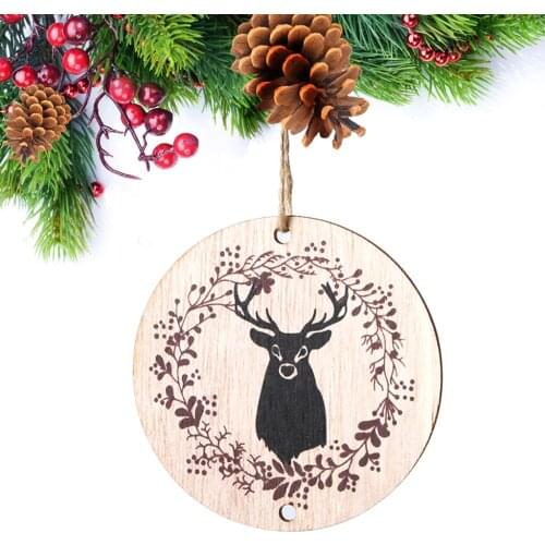 8cm Unfinished Christmas Wood Round Hanging Ornaments for DIY Craft Home Festival Party Christmas Tree Decorations