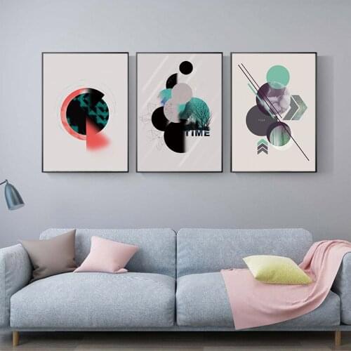 Abstract Poster Print Modern Blue and Black Canvas Painting Geometric Round Pattern Wall Art Living Room Wall Picture Decoration