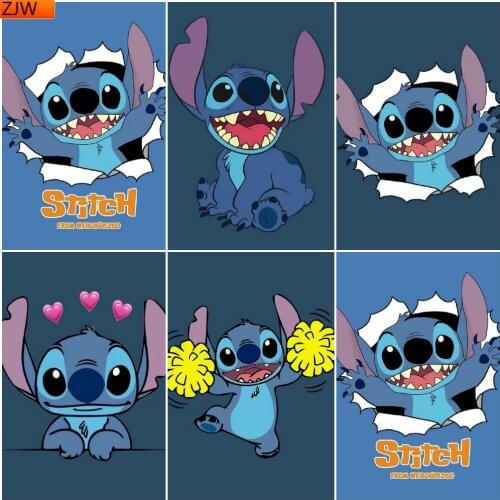 Disney 5D Diy Diamond Painting Embroidery Full Round Diamond Cartoon Character Stitch Exquisite Home Decoration