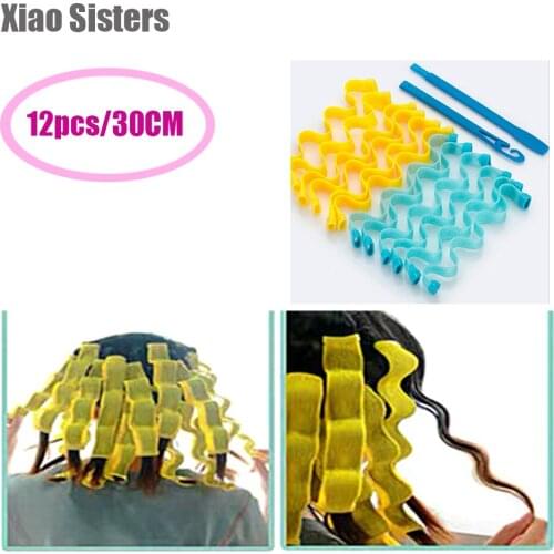 12 pcs /set 25CM 30CM Hair Curler Rollers Magic Spiral Curls Heatless with 2 pcs Hooks for Women