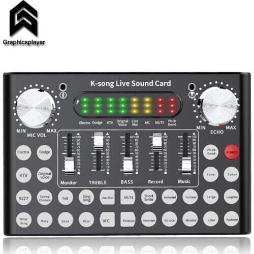 Bluetooth Sound Card Headset Microphone Webcast Live Streamer Broadcast Audio Card for Computer PC Mobile Phone