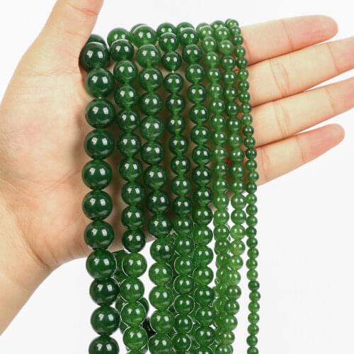 Natural Stone Beads Taiwan Green Chalcedony Charm Round Loose Beads for Jewelry Making Needlework DIY Bracelet Strand 4-12 MM