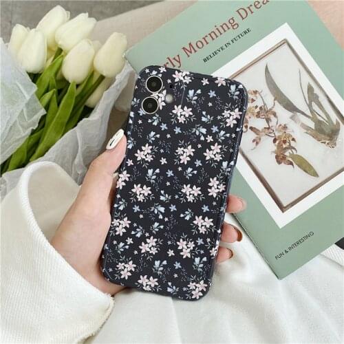Korea Style Retro Cute Floral Phone Case for iPhone 11 11Pro Max X XSmax XR 7 8 Plus Soft TPU Matte Flower Shockproof Back Cover