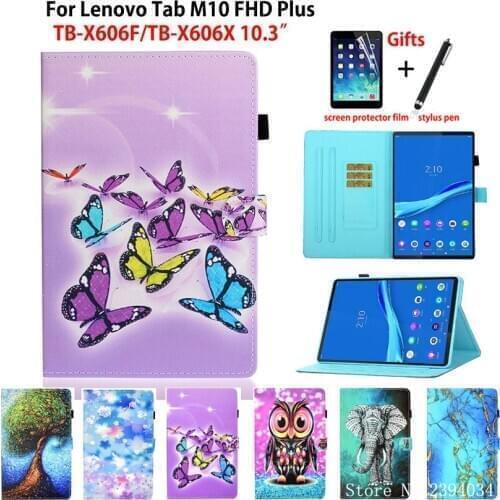Case For Lenovo Tab M10 FHD Plus 10.3 Smart Cover TB-X606F TB-X606X Funda Tablet Cartoon Painted Flip Stand Shell Coque +gift