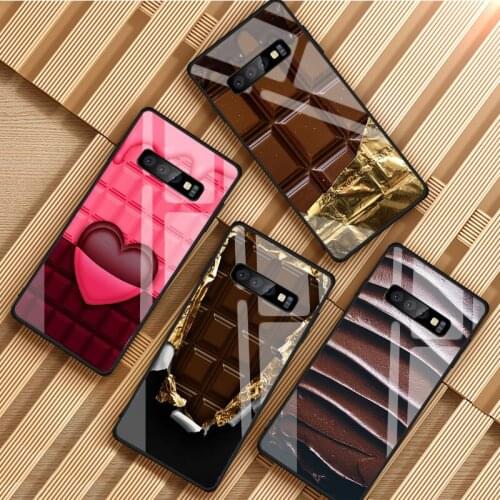 Chocolate Tempered Glass Phone Case For Samsung Galaxy S8 S9 S10 S20 PLUS J8 J6 J4 2018 NOTE 8 9 10 Cover Shell