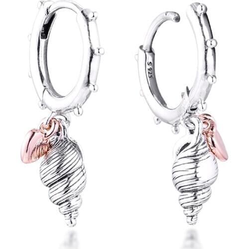 CKK Earrings Heart & Conch Shell Hoop Earring for Women Sterling Silver 925 Jewelry Pendientes Earings Earing Brincos Aretes