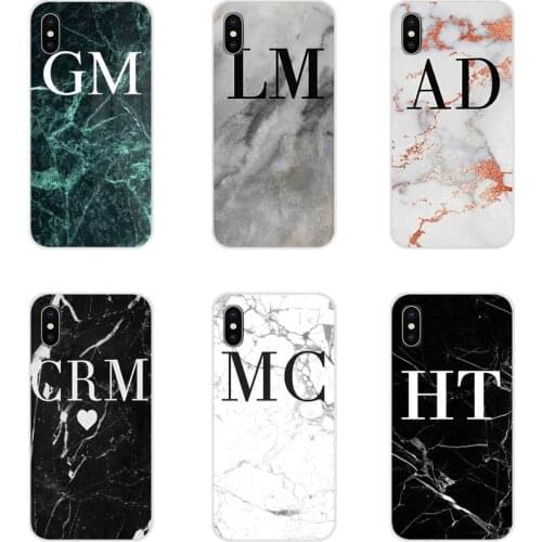 For Huawei G7 G8 P7 P8 P9 P10 P20 P30 Lite Mini Pro P Smart Plus 2017 2018 2019 MONOGRAM MARBLE INITIALS Perfect Ultra Thin Case