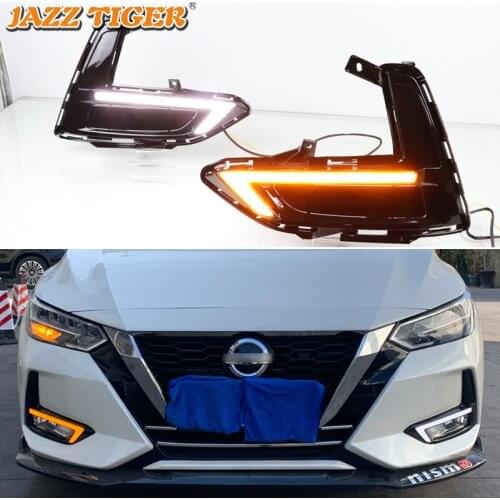 12V Daytime running lights For Nissan Sentra Sylphy 2019 2020 LED Drl with turn signals for cars fog lights auto headlights