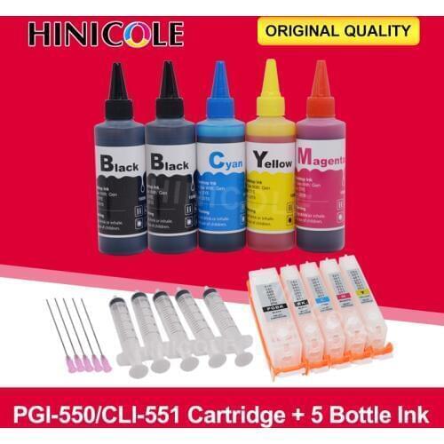 PGI-550 Refill Ink Kit For Canon Pixma IP7250 MG5450 MG5550 MG6450 MG5650 MG6650 IX6850 MX725 Printer Cartridge PGI 550 CLI 551