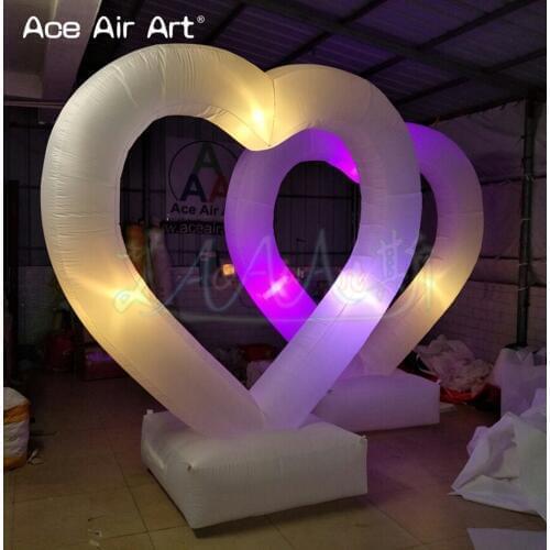Hot sale Beautiful Romantic Inflatable Heart,led red/white heart model for Valentines day come with external blower