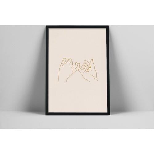 Pinky Swear Art Print | Pinky Promise Hands Poster | Hands Line Art | Friendship Promise Wall Art | Love Promise Poster |lot | r