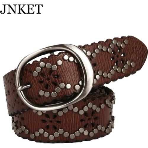 JNKET New Lace Womens Rivet Decorative Waist Belt Headband Cowhide Pin Buckle Belt Ladies Personality Waistband
