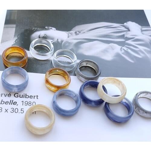 Korean Summer Resin Rings for Women Transparent Colorful Ring 2021 New Vintage Fashion Female Simple Geometric Candy Color Ring