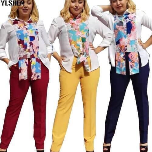 2 Two Piece Set African Clothes Africa 2021 Dashiki Fashion Print Dresses Suit Bazin Top Pants Elastic Party Plus Size Clothing