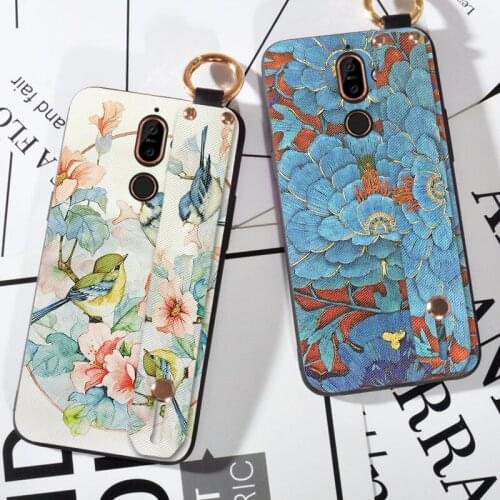 Soft Phone Holder Case For Nokia 6 8 Sirocco X71 X7 Silicon Bird Wrist Strap Case For Nokia 7 X6 6.1 7.1 8.1 Plus 9 Pureview