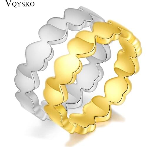Stainless Steel Stackable Heart Finger Rings For Women Romantic Engagement Ring Fashion Jewelry