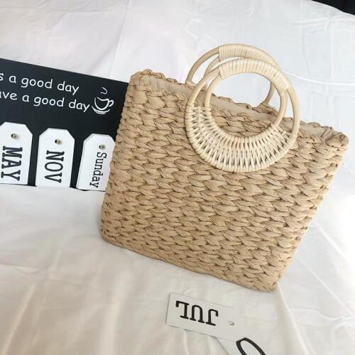 New Women Summer Single Shoulder Beach Straw Bag Simple Fashionable Woven Bag Casual Bag Beach Bag Bohemia Style Handbag