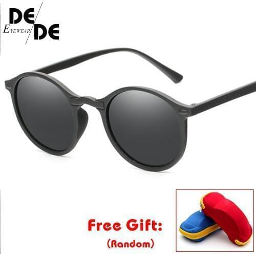 DesolDelos Hot Sale Men Mirror Polarized Sunglasses Women Round Black Frame Sport Glasses Unisex Driving Eyewear with box