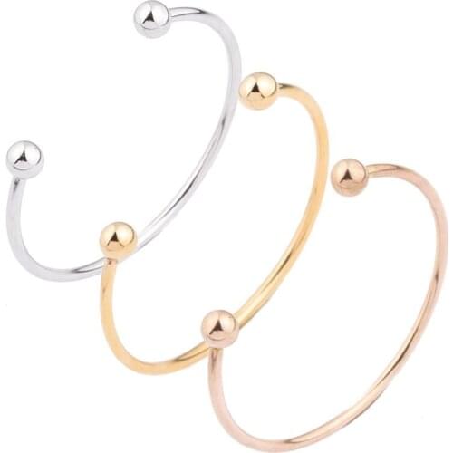 100% Stainless Steel Open Expandable Bangle Gold/Rose Gold metal Adjustable Bangle DIY Bracelets 63mm Wholesale 10pcs