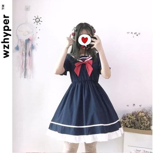 Summer Short Sleeve Gothic Lolita Dress Harajuku Street Fashion Cross Cosplay Female Bow Dress Japanese Soft Sister Style Dress