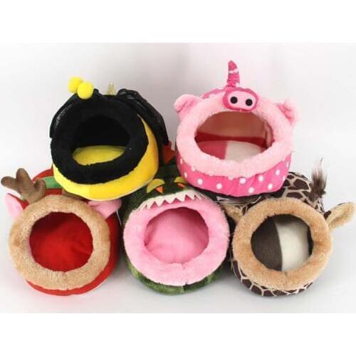 Plush Squirrel Hamster Cage Small Animal Bed Nest House Guinea Pig Chinchilla Hedgehog Hamster Pig Deer Bed Hamster Accessories